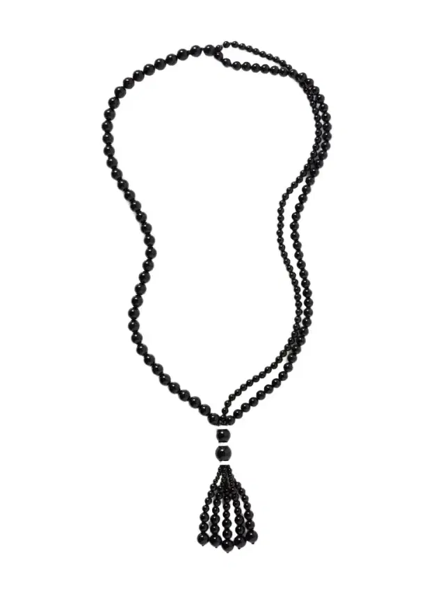 Le Sundial Venice Opera Tasseled Onyx And Silver Necklace