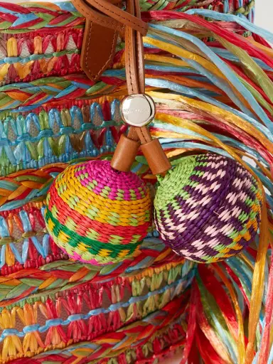 Aquazzura Trancoso Fringed Embellished Leather-trimmed Woven Raffia Tote | Thumbnail 5