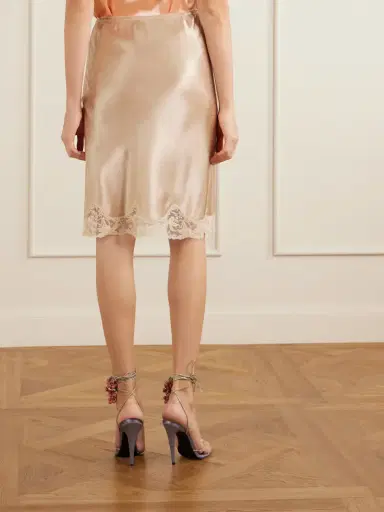 Saint Laurent Lace-trimmed Silk-satin Skirt | Thumbnail 3 Saint Laurent Lace-trimmed Silk-satin Skirt | Thumbnail 3