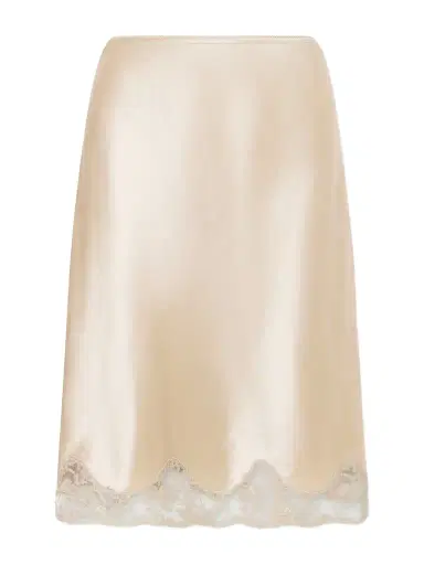 Saint Laurent Lace-trimmed Silk-satin Skirt | Thumbnail 1 Saint Laurent Lace-trimmed Silk-satin Skirt | Thumbnail 1