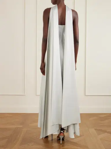 Solace London Cece Cape-effect Crepe And Satin Gown | Thumbnail 3 Solace London Cece Cape-effect Crepe And Satin Gown | Thumbnail 3