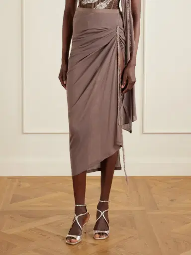Wiederhoeft Embellished Draped Knitted Midi Skirt | Thumbnail 3 Wiederhoeft Embellished Draped Knitted Midi Skirt | Thumbnail 3
