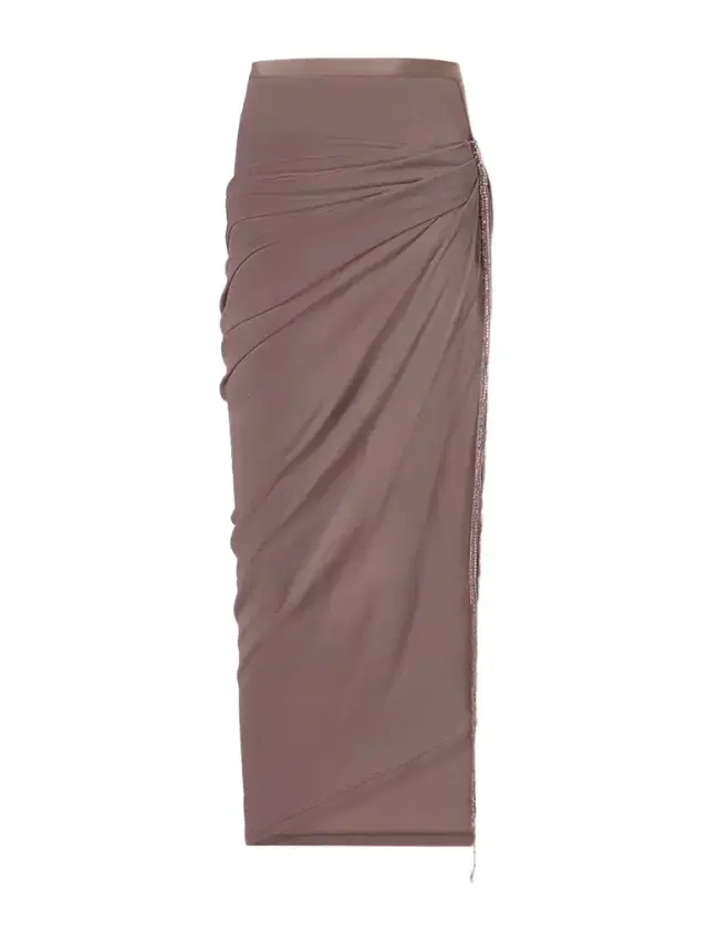 Embellished Draped Knitted Midi Skirt