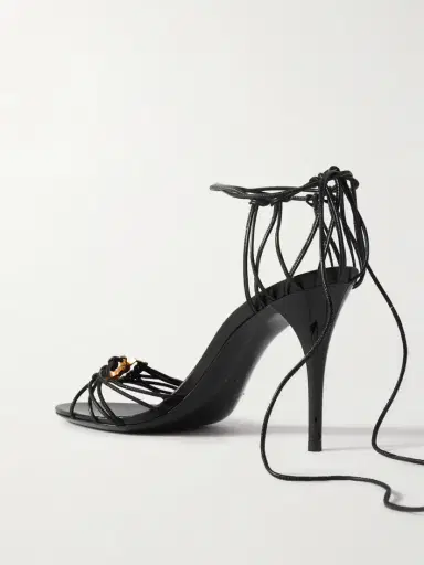 Saint Laurent Babylone Embellished Knotted Leather Sandals | Thumbnail 3