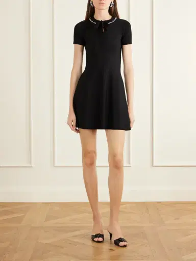 Valentino Garavani Bow-detailed Embellished Jersey Mini Dress | Thumbnail 2 Valentino Garavani Bow-detailed Embellished Jersey Mini Dress | Thumbnail 2