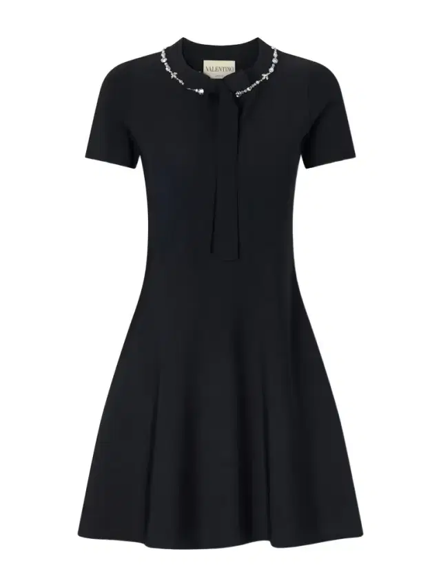Valentino Garavani Bow-detailed Embellished Jersey Mini Dress