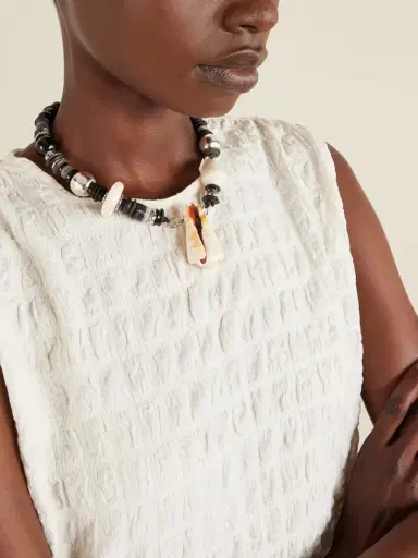 TOHUM Samsara Silver, Onyx And Seashell Necklace | Thumbnail 2