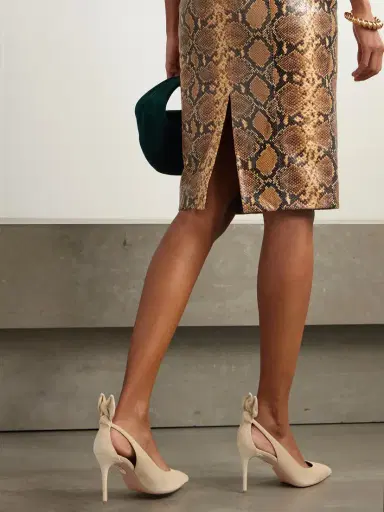 Aquazzura Bow Tie 85 Suede Pumps | Thumbnail 2
