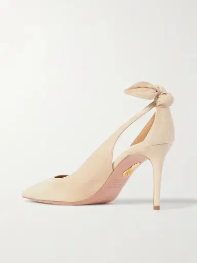 Aquazzura Bow Tie 85 Suede Pumps | Thumbnail 3