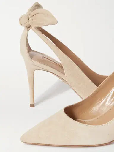 Aquazzura Bow Tie 85 Suede Pumps | Thumbnail 4