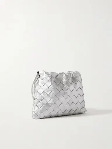 Bottega Veneta Dustbag Small Intrecciato Metallic Leather Pouch | Thumbnail 3