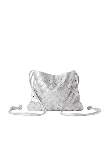 Bottega Veneta Dustbag Small Intrecciato Metallic Leather Pouch | Thumbnail 1