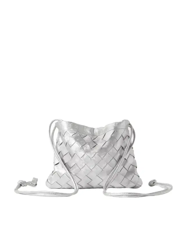 Dustbag Small Intrecciato Metallic Leather Pouch