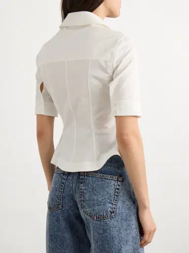 Alaïa Paneled Cotton-poplin Peplum Shirt | Thumbnail 3