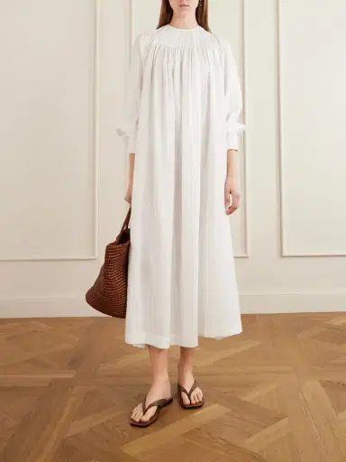 Les Vacances D’Irina Robe De Nuit Open-back Gathered Linen Maxi Dress | Thumbnail 2