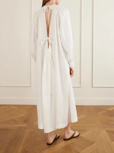 Les Vacances D’Irina Robe De Nuit Open-back Gathered Linen Maxi Dress | Thumbnail 3