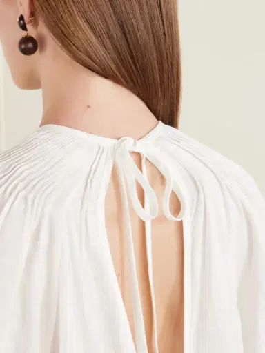 Les Vacances D’Irina Robe De Nuit Open-back Gathered Linen Maxi Dress | Thumbnail 4