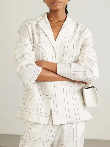 TOTEME Embroidered Organic Cotton And Silk-blend Shirt | Thumbnail 3