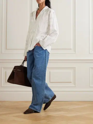 TOTEME Embroidered Organic Cotton And Silk-blend Shirt | Thumbnail 5