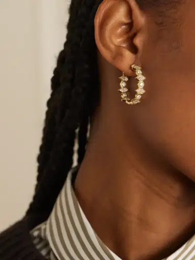 KOLOURS JEWELRY Hexagon Extra Large 18-karat Gold Diamond Hoop Earrings | Thumbnail 2