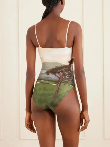 Agua by Agua Bendita Durazno Paraiso Embellished Printed Stretch Recycled Swimsuit | Thumbnail 3