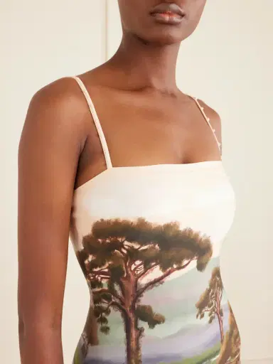 Agua by Agua Bendita Durazno Paraiso Embellished Printed Stretch Recycled Swimsuit | Thumbnail 4