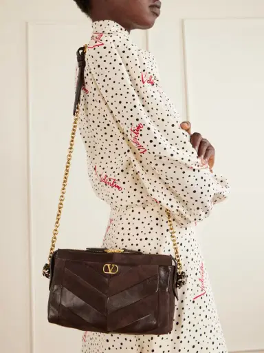 Valentino Garavani Panthea Small Patchwork Leather And Suede Shoulder Bag | Thumbnail 2 Valentino Garavani Panthea Small Patchwork Leather And Suede Shoulder Bag | Thumbnail 2