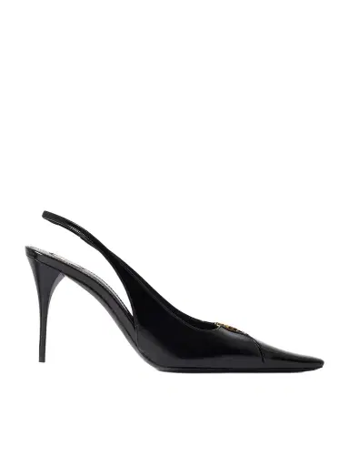 Saint Laurent Babylone Cutout Leather Slingback Pumps | Thumbnail 1 Saint Laurent Babylone Cutout Leather Slingback Pumps | Thumbnail 1
