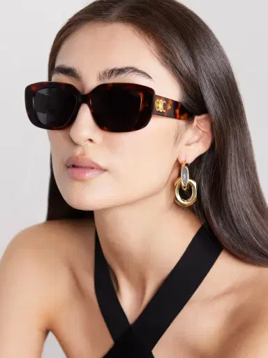 CELINE Eyewear Triomphe Rectangular-frame Tortoiseshell Acetate Sunglasses | Thumbnail 2 CELINE Eyewear Triomphe Rectangular-frame Tortoiseshell Acetate Sunglasses | Thumbnail 2
