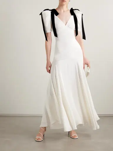 Rodarte Velvet Bow-embellished Silk-crepe Gown | Thumbnail 2 Rodarte Velvet Bow-embellished Silk-crepe Gown | Thumbnail 2