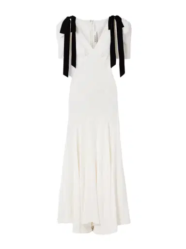 Rodarte Velvet Bow-embellished Silk-crepe Gown | Thumbnail 1 Rodarte Velvet Bow-embellished Silk-crepe Gown | Thumbnail 1