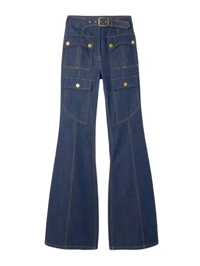 Luna Buckled Flared Cargo Jeans