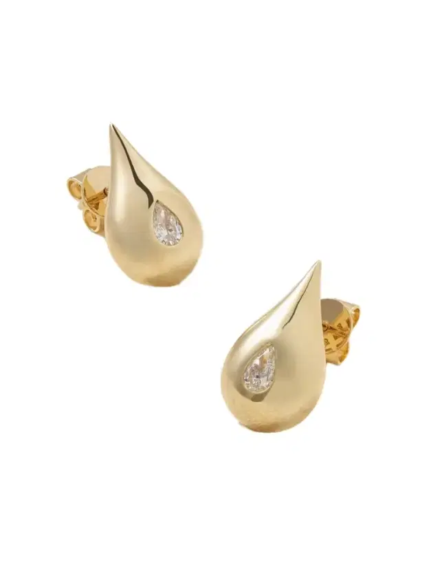 Mateo Water Droplet 14-karat Gold Diamond Earrings