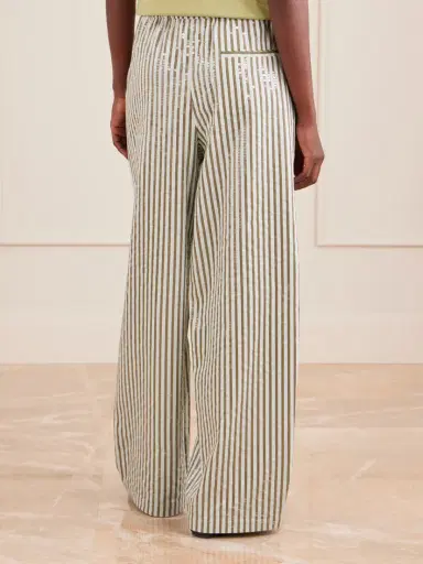TWP Pj Sequin-trimmed Striped Cotton-blend Wide-leg Drawstring Pants | Thumbnail 4 TWP Pj Sequin-trimmed Striped Cotton-blend Wide-leg Drawstring Pants | Thumbnail 4