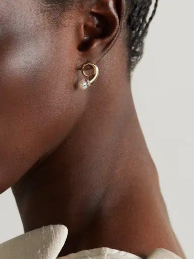 Mateo Cornucopia 14-karat Gold, Diamond And Pearl Earrings | Thumbnail 2