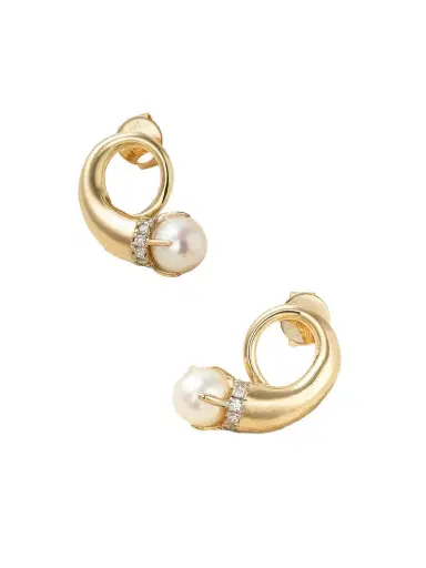 Mateo Cornucopia 14-karat Gold, Diamond And Pearl Earrings | Thumbnail 1