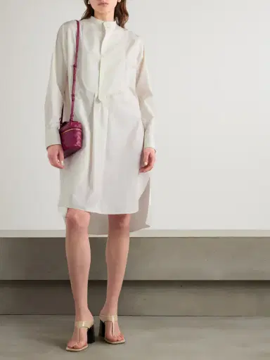 Bottega Veneta Asymmetric Pleated Cotton-blend Poplin Midi Dress | Thumbnail 2