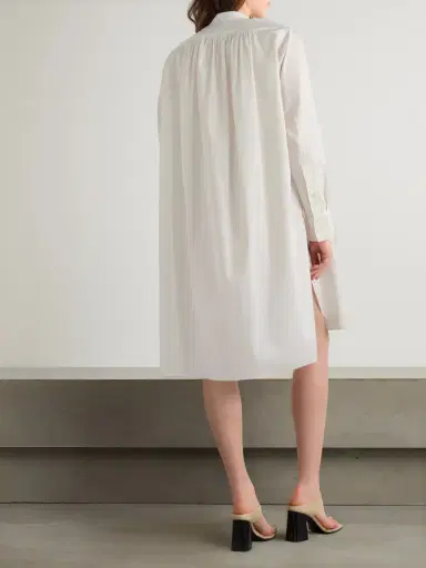 Bottega Veneta Asymmetric Pleated Cotton-blend Poplin Midi Dress | Thumbnail 3