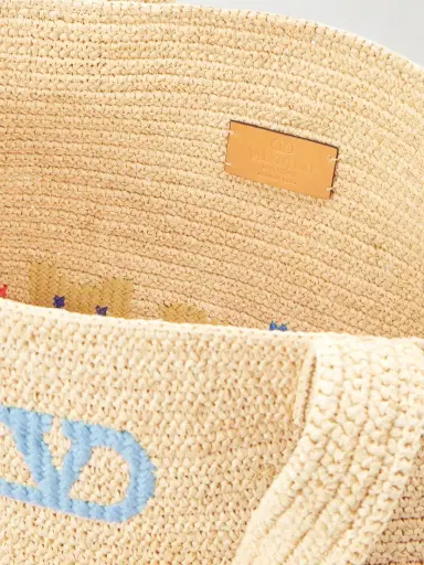 Valentino Garavani Large Embroidered Raffia Tote | Thumbnail 6