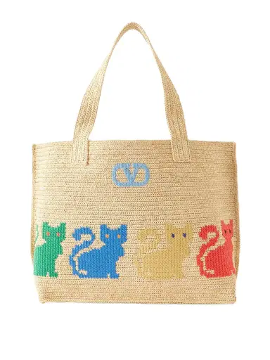 Valentino Garavani Large Embroidered Raffia Tote | Thumbnail 1