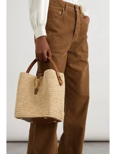 Saint Laurent Le 37 Leather-trimmed Raffia Bucket Bag | Thumbnail 2 Saint Laurent Le 37 Leather-trimmed Raffia Bucket Bag | Thumbnail 2