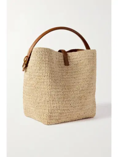 Saint Laurent Le 37 Leather-trimmed Raffia Bucket Bag | Thumbnail 3 Saint Laurent Le 37 Leather-trimmed Raffia Bucket Bag | Thumbnail 3