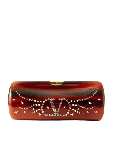 Valentino Garavani Pince Vlogo-embellished Resin Clutch | Thumbnail 1 Valentino Garavani Pince Vlogo-embellished Resin Clutch | Thumbnail 1