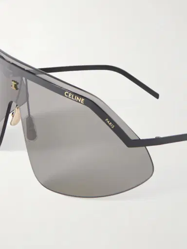 CELINE Eyewear Celine Défilé Black Mask Metal Sunglasses | Thumbnail 4 CELINE Eyewear Celine Défilé Black Mask Metal Sunglasses | Thumbnail 4