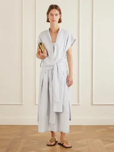 TOTEME Twist-front Striped Cotton-poplin Maxi Shirt Dress | Thumbnail 2