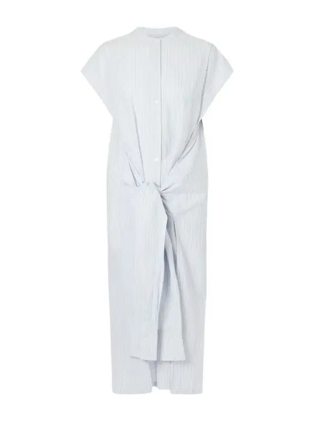 Twist-front Striped Cotton-poplin Maxi Shirt Dress