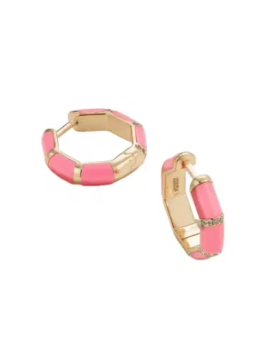 L’Atelier Nawbar Bamboo 18-karat Gold, Enamel And Diamond Hoop Earrings | Thumbnail 1