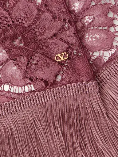 Valentino Garavani Embroidered Fringed Silk Crocheted Scarf | Thumbnail 4 Valentino Garavani Embroidered Fringed Silk Crocheted Scarf | Thumbnail 4