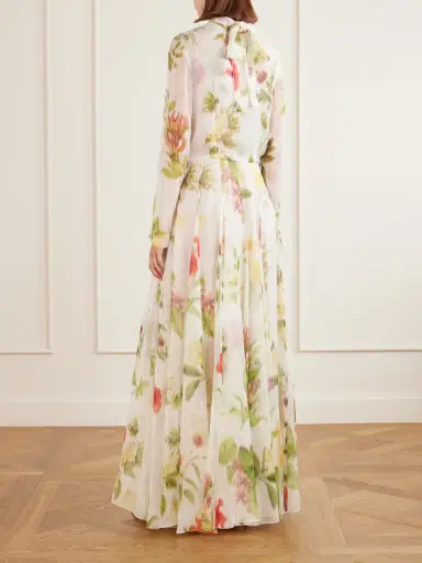 Oscar de la Renta Chiné Dominican Floral-print Silk-chiffon Gown | Thumbnail 3