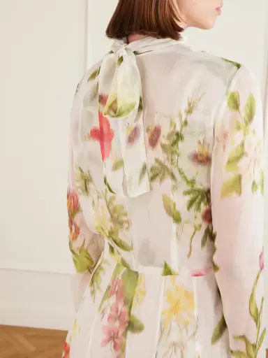 Oscar de la Renta Chiné Dominican Floral-print Silk-chiffon Gown | Thumbnail 4
